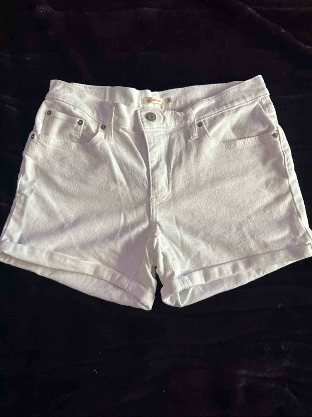 Levi's White Denim Rolled-Hem Shorts